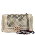 Boy Chanel 2014 Beige Canvas Graffiti Medium Shoulder Bag