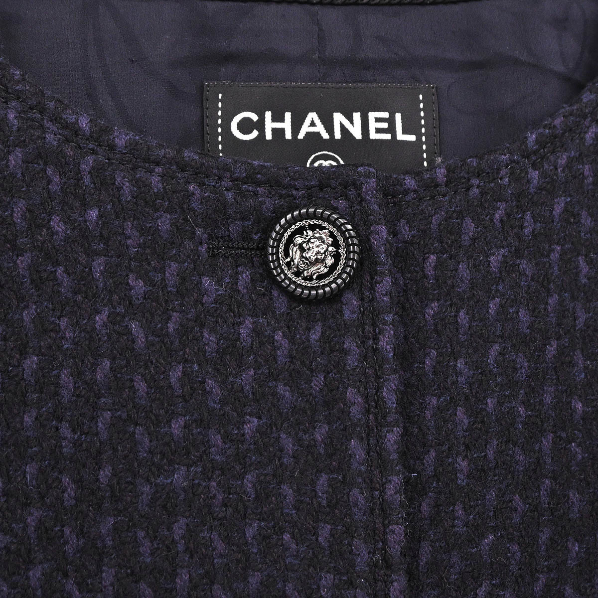 Chanel 2014-2015 Collarless Coat Navy #40