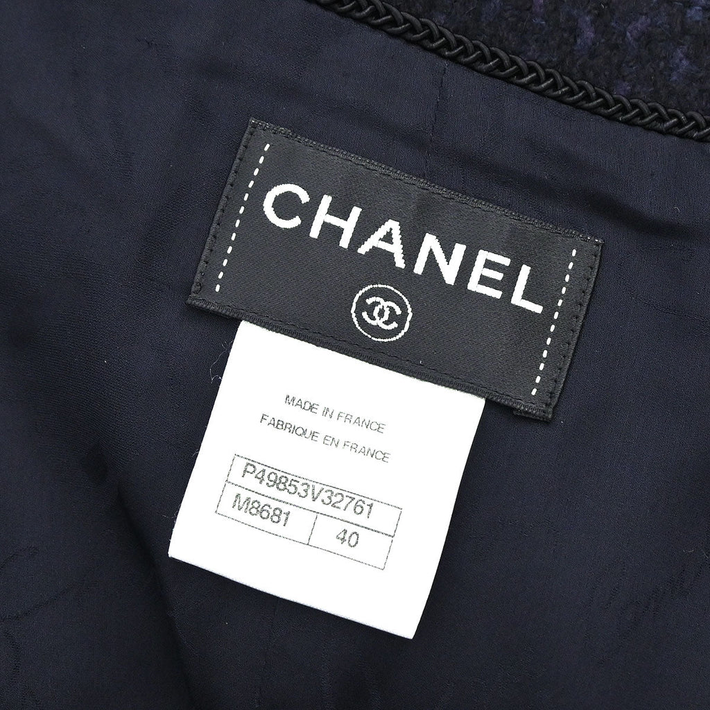 Chanel 2014-2015 Collarless Coat Navy #40