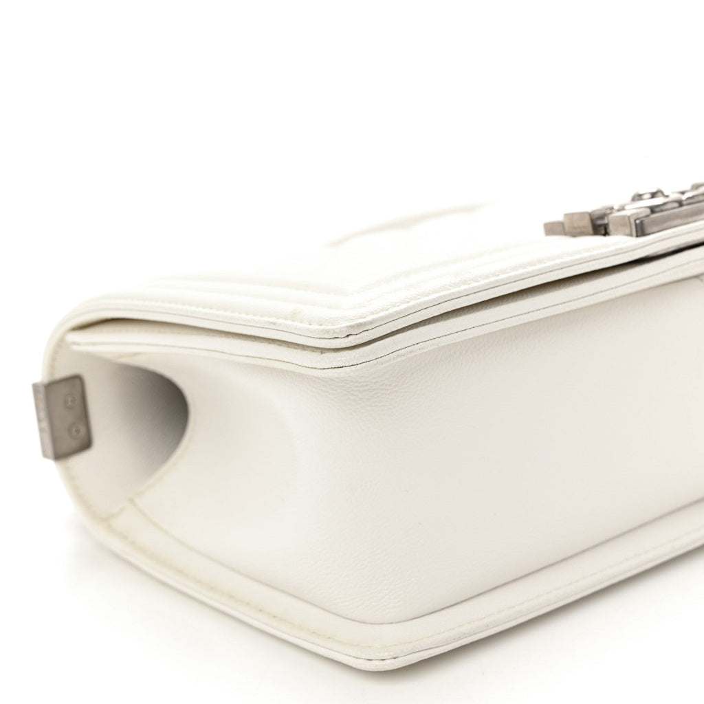 Chanel Caviar Quilted Medium Boy Flap White