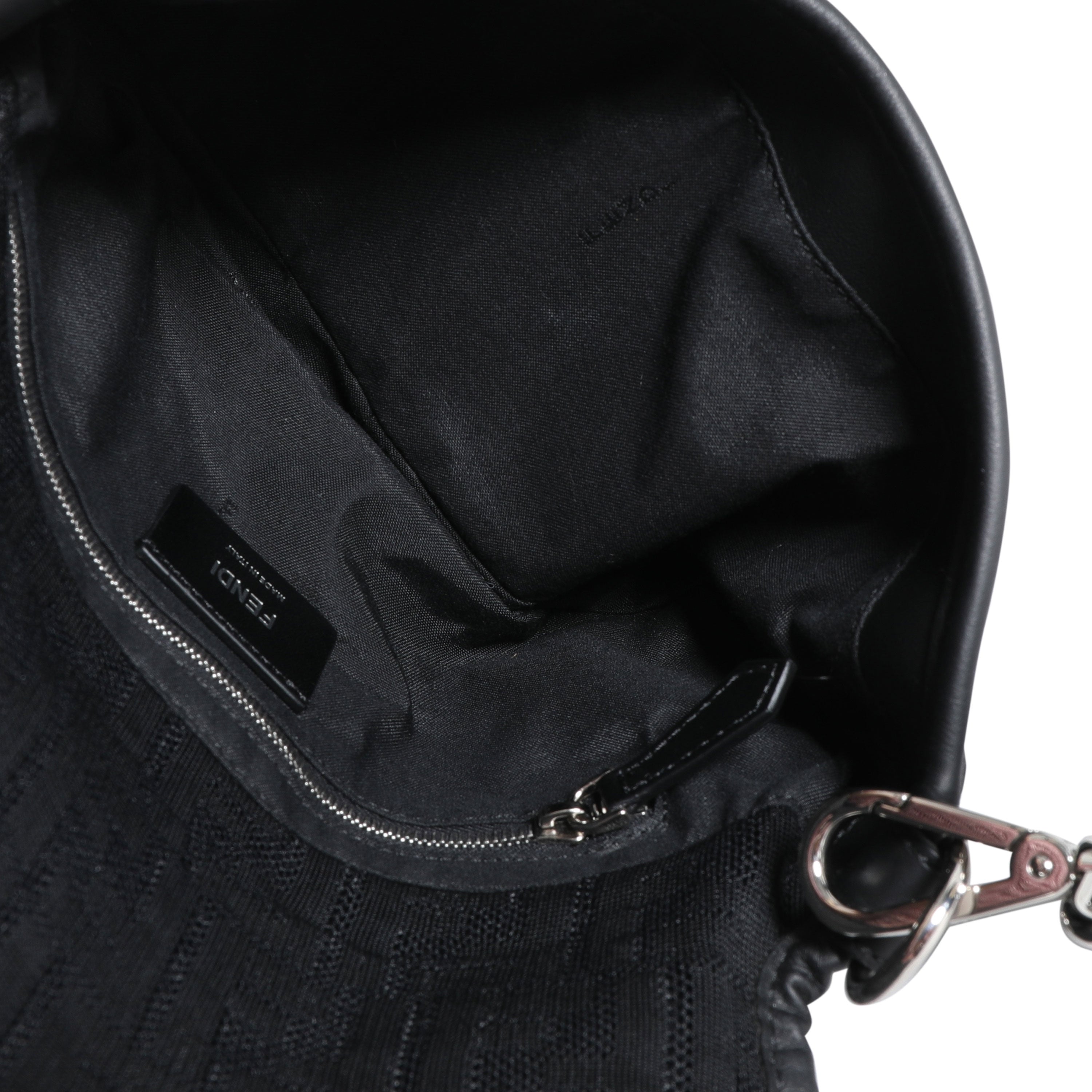 FENDI Black Neoprene & Leather Baguette Messenger Bag