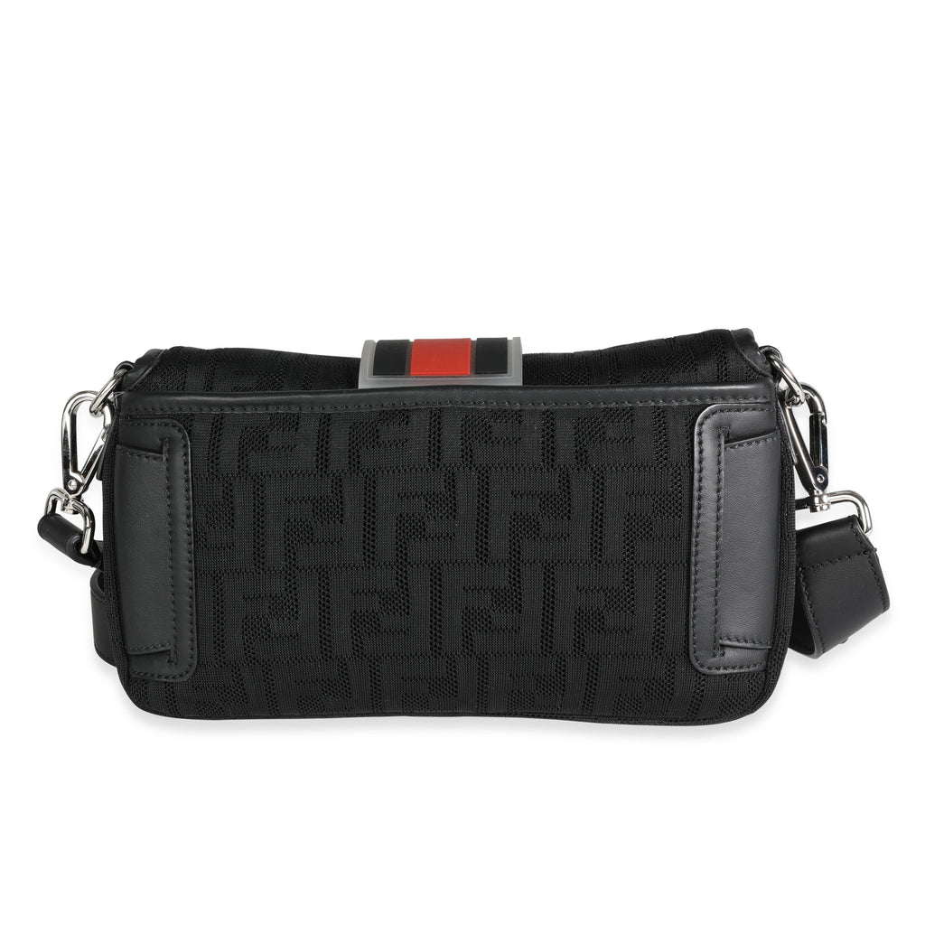 FENDI Black Neoprene & Leather Baguette Messenger Bag