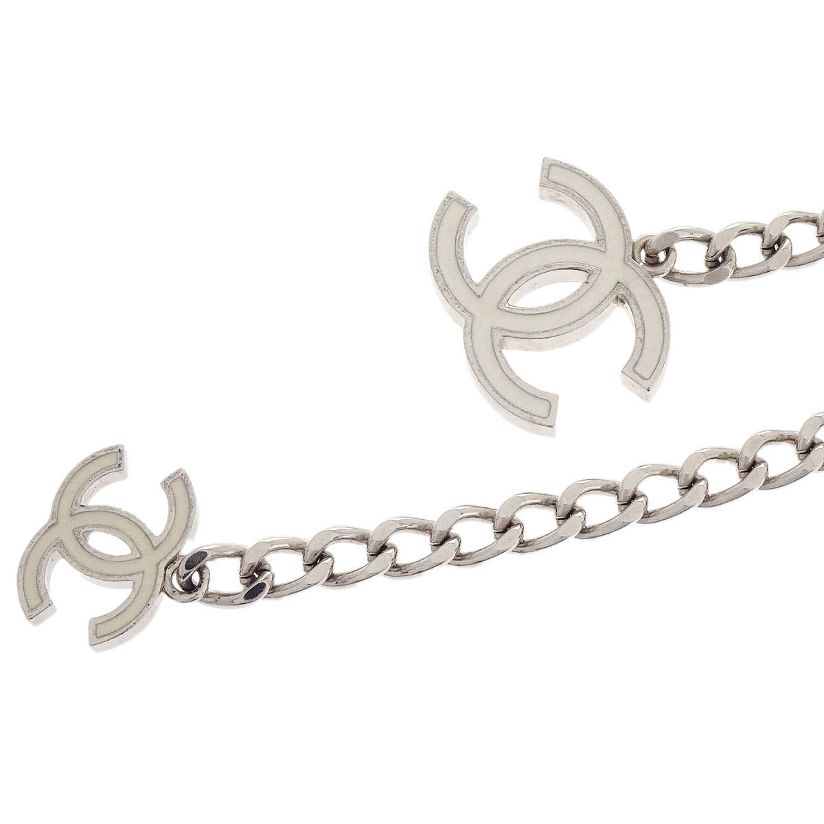 Chanel Silver Chain Belt CC A12W Small Good