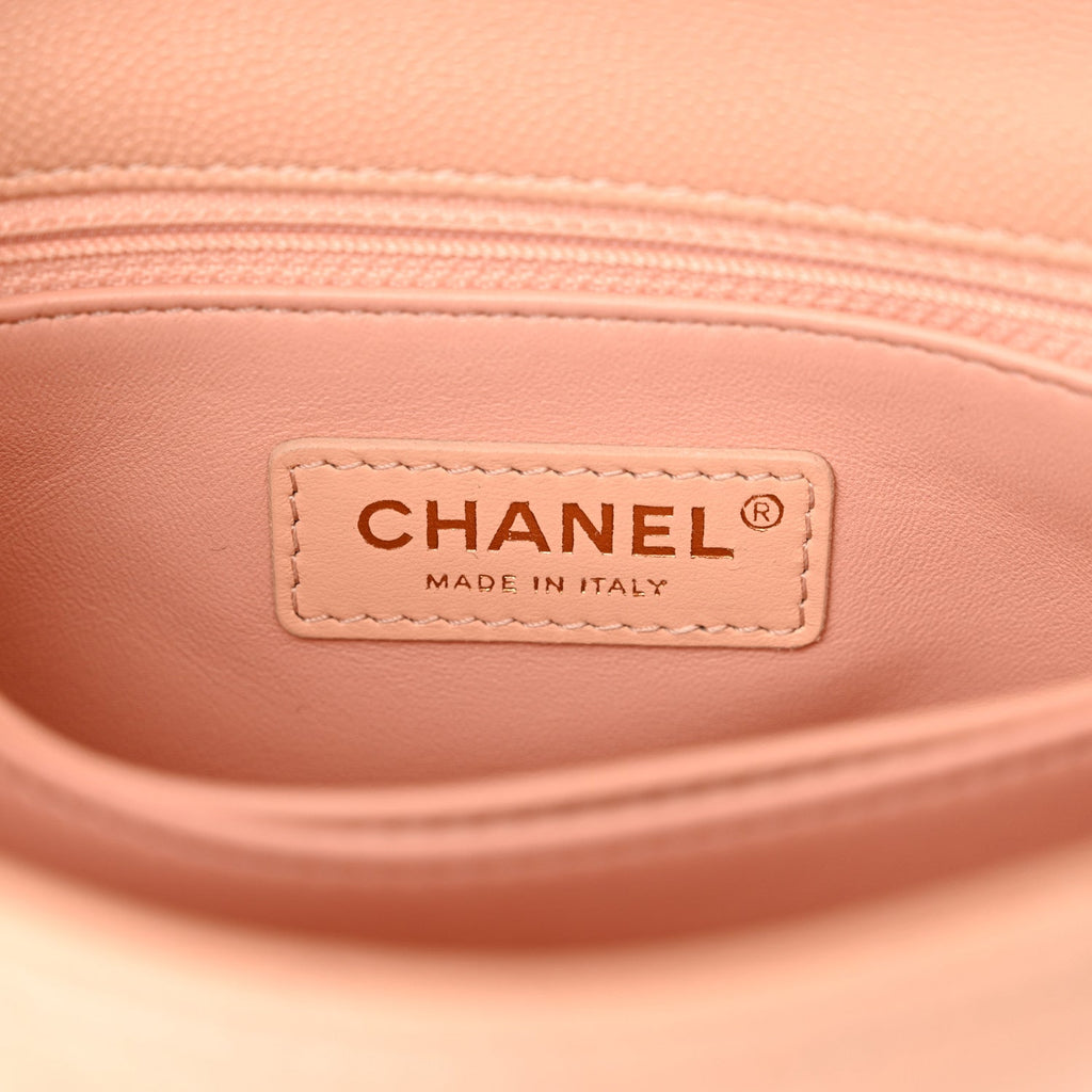 Chanel Caviar Quilted Mini Coco Handle Flap Light Pink