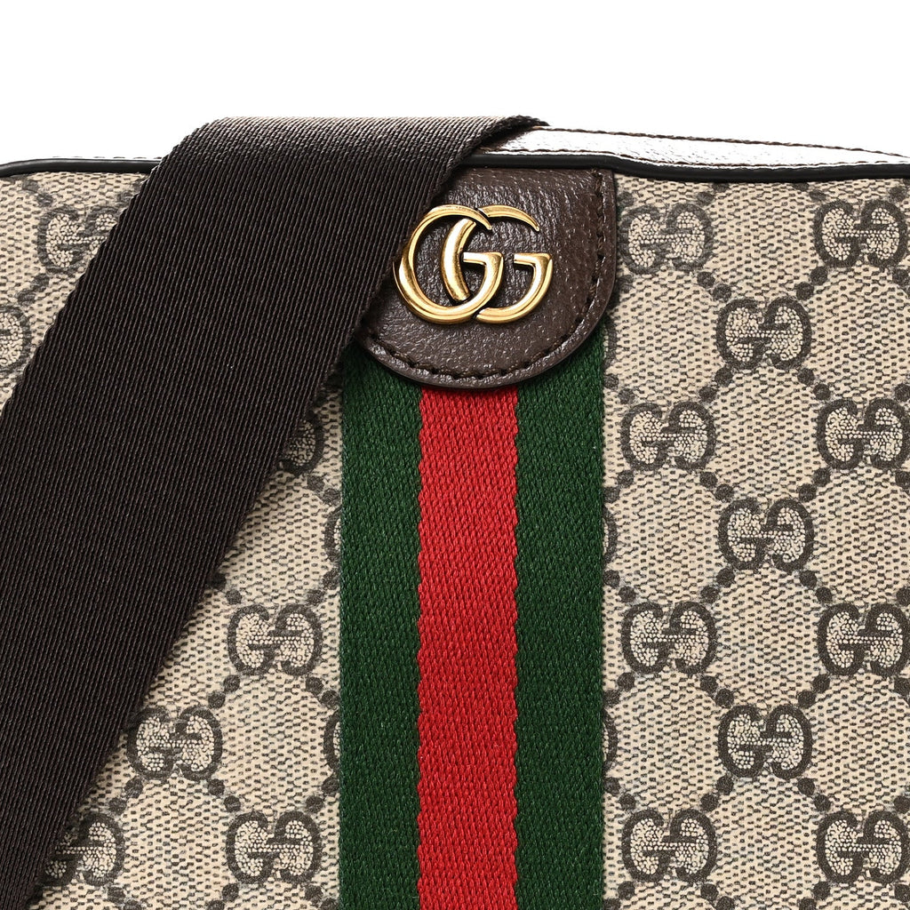 Gucci GG Supreme Monogram Web Small Ophidia Slingbag Beige Ebony New Acero
