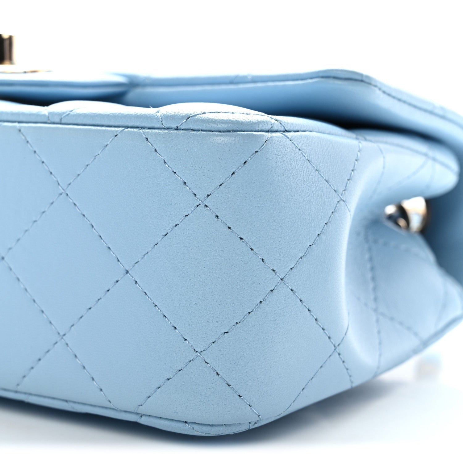 Chanel Lambskin Quilted Mini Rectangular Flap Light Blue
