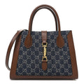 Gucci New Denim GG Monogram Dollar Calfskin Medium Jackie 1961 Tote Blue Tea Cuir Epilog