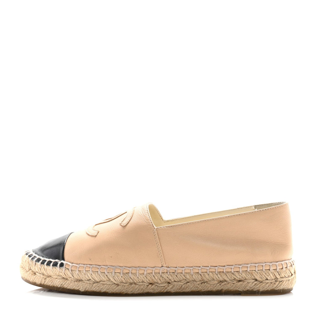 Lambskin CC Espadrilles 39 Beige Black