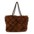 Chanel Lapin Fur Quilt Pattern Tote Brown
