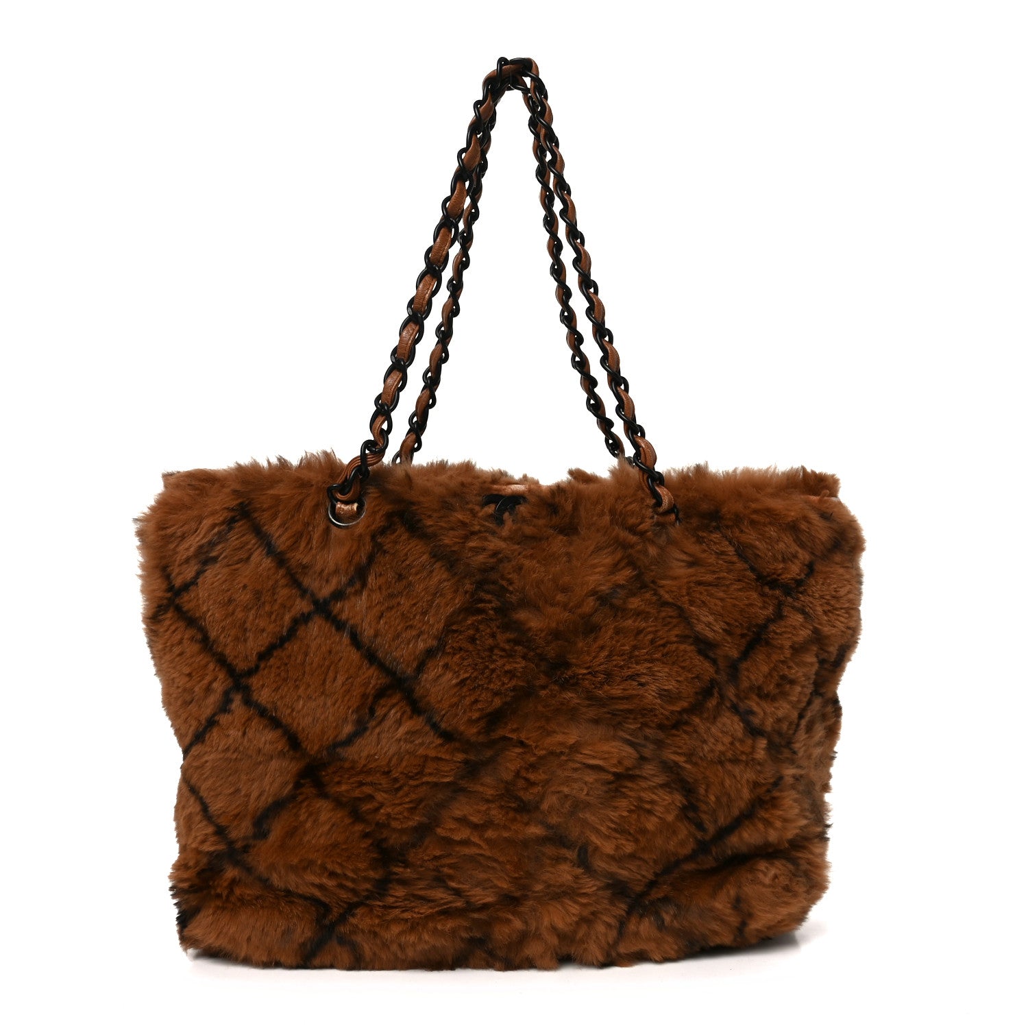 Chanel Lapin Fur Quilt Pattern Tote Brown