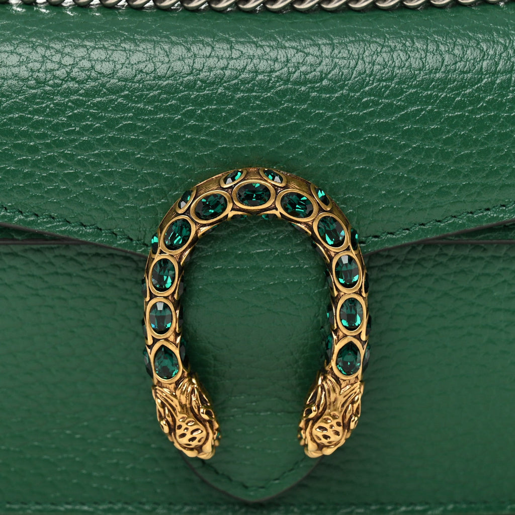 Gucci Dollar Calfskin Crystal Super Mini Dionysus Shoulder Bag Emerald