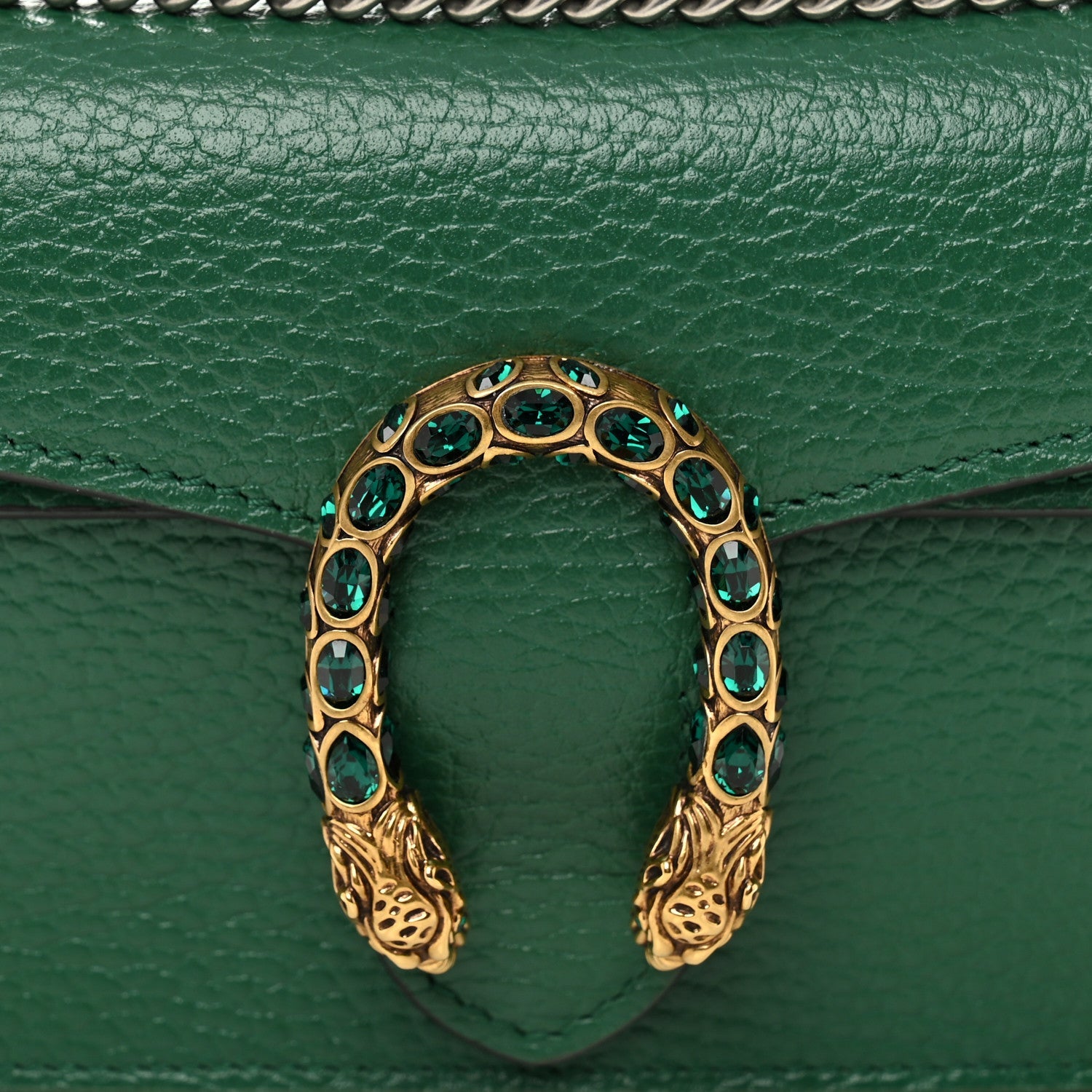 Gucci Dollar Calfskin Crystal Super Mini Dionysus Shoulder Bag Emerald