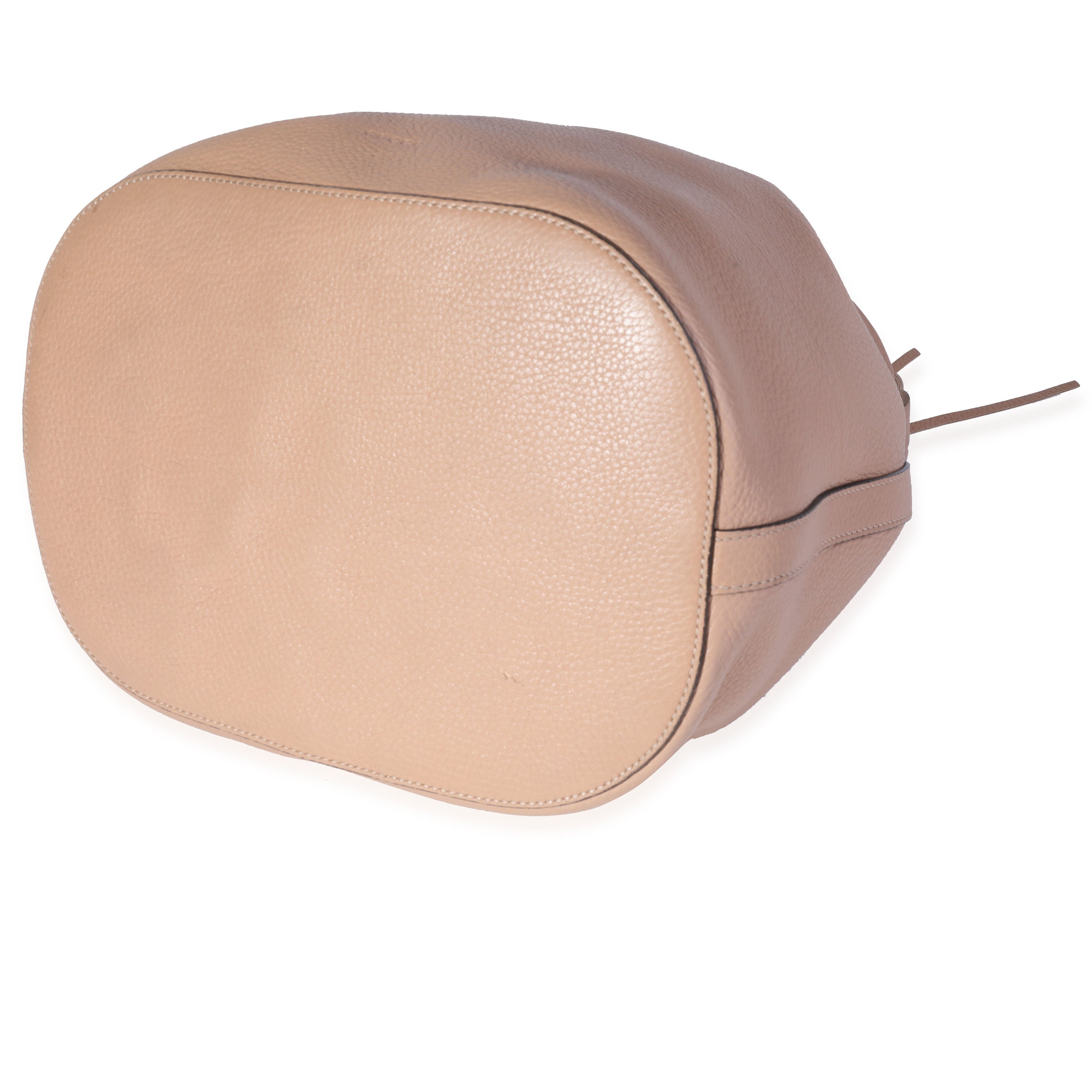 Gucci Beige Pebbled Leather Miss Bamboo Bucket Bag