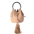 Gucci Beige Pebbled Leather Miss Bamboo Bucket Bag