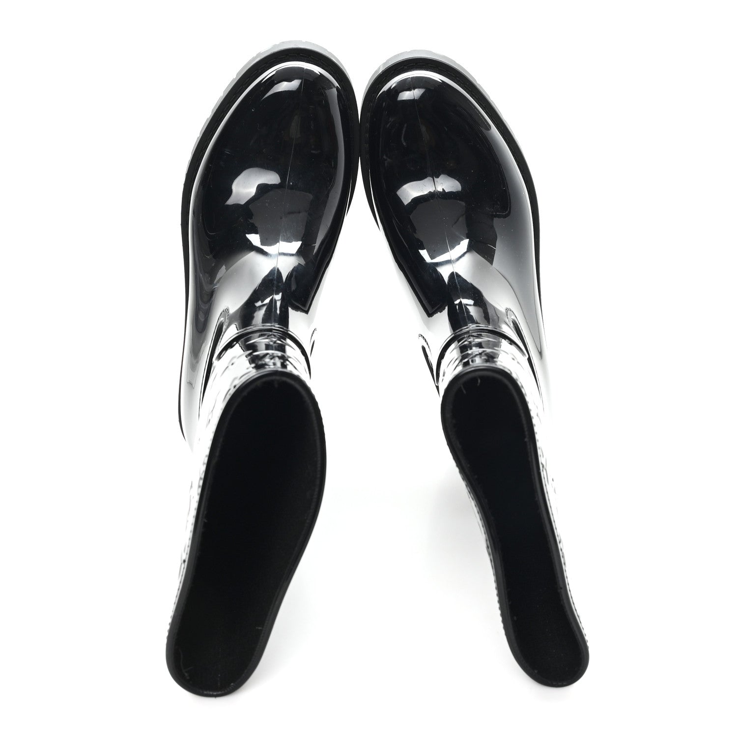 Louis Vuitton Rubber Embossed Monogram Drops Flat Half Boots 38 Black