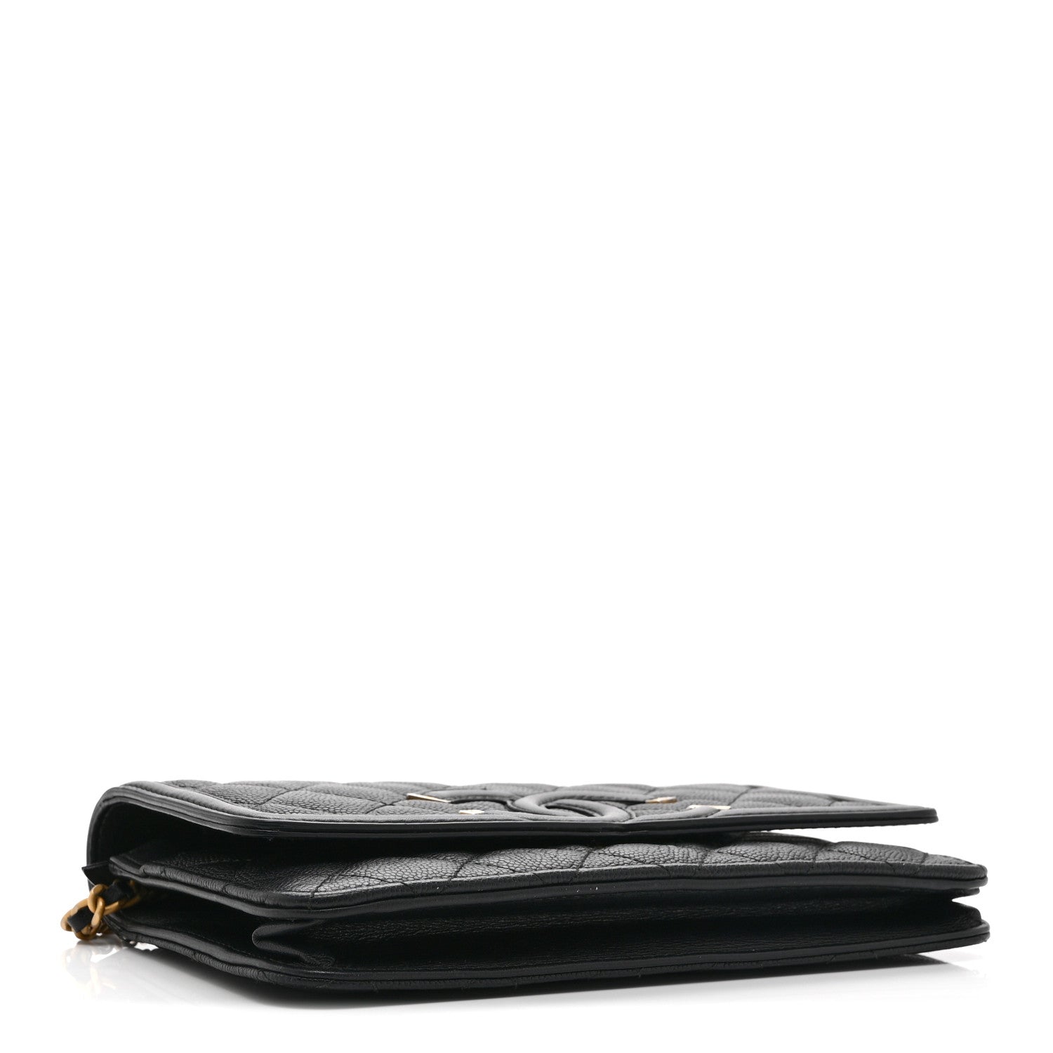 Chanel Caviar Quilted CC Filigree Wallet On Chain WOC Black