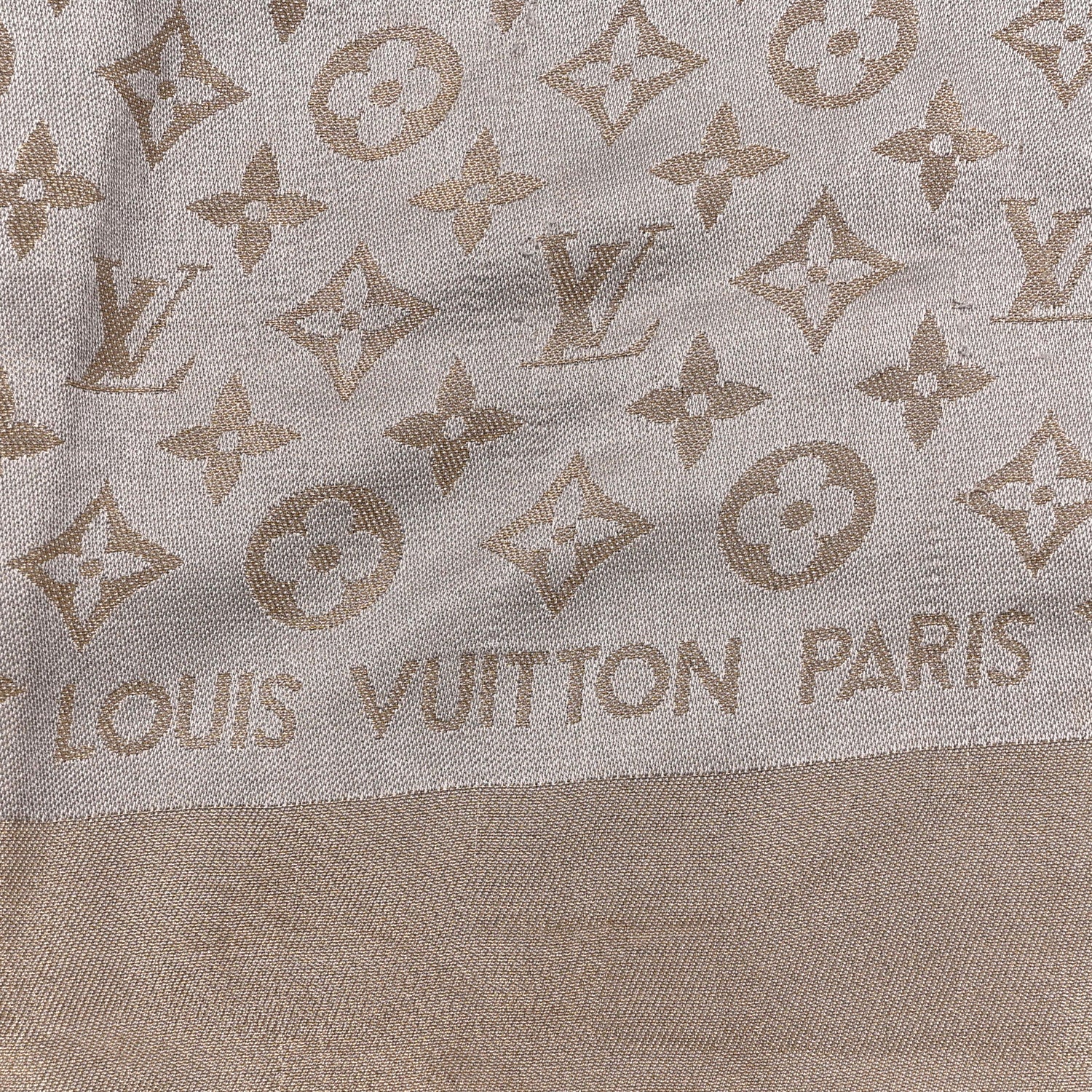 Louis Vuitton Silk Wool Monogram Shine Shawl Greige