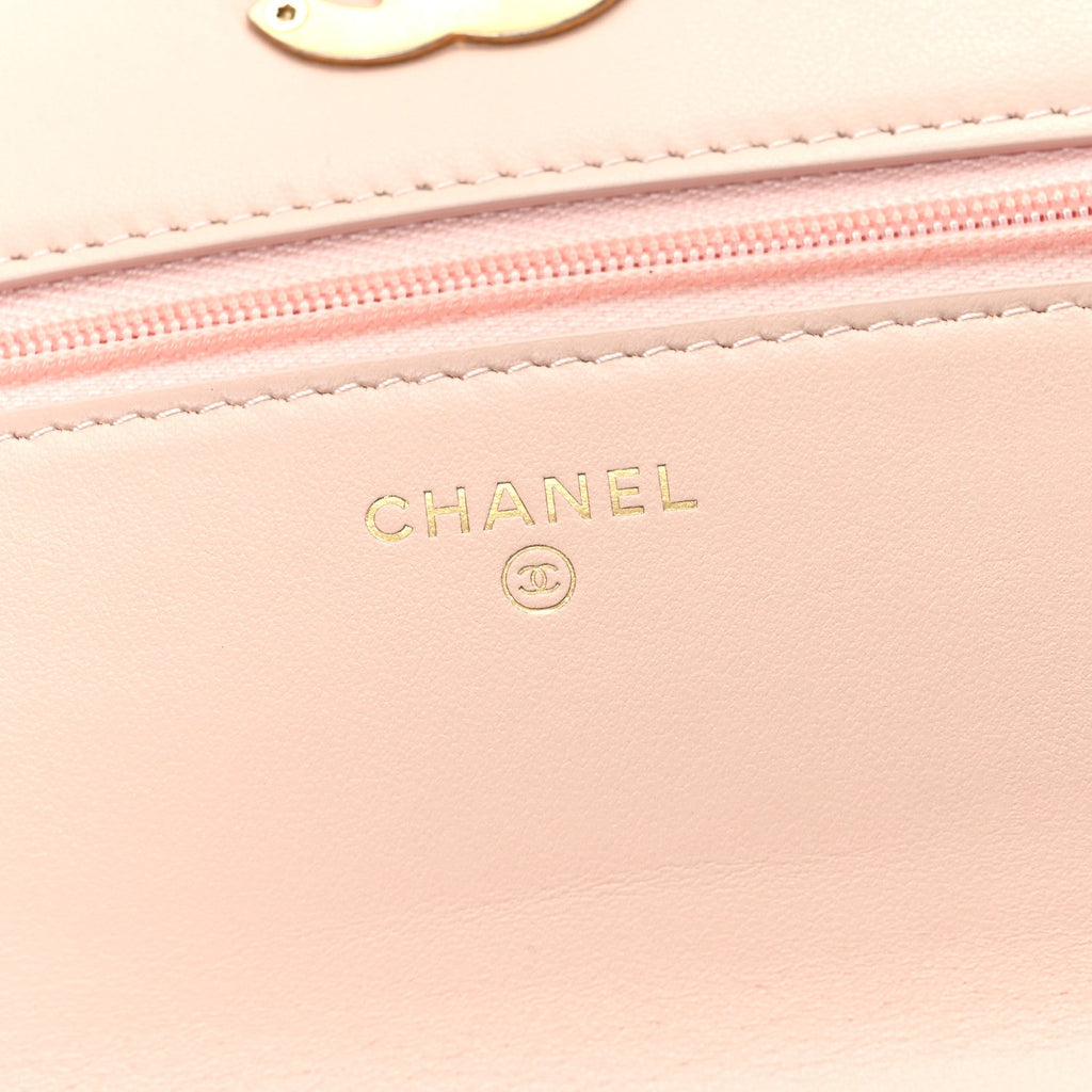Chanel Calfskin Quilted Perfect FIt Wallet On Chain WOC Light Pink