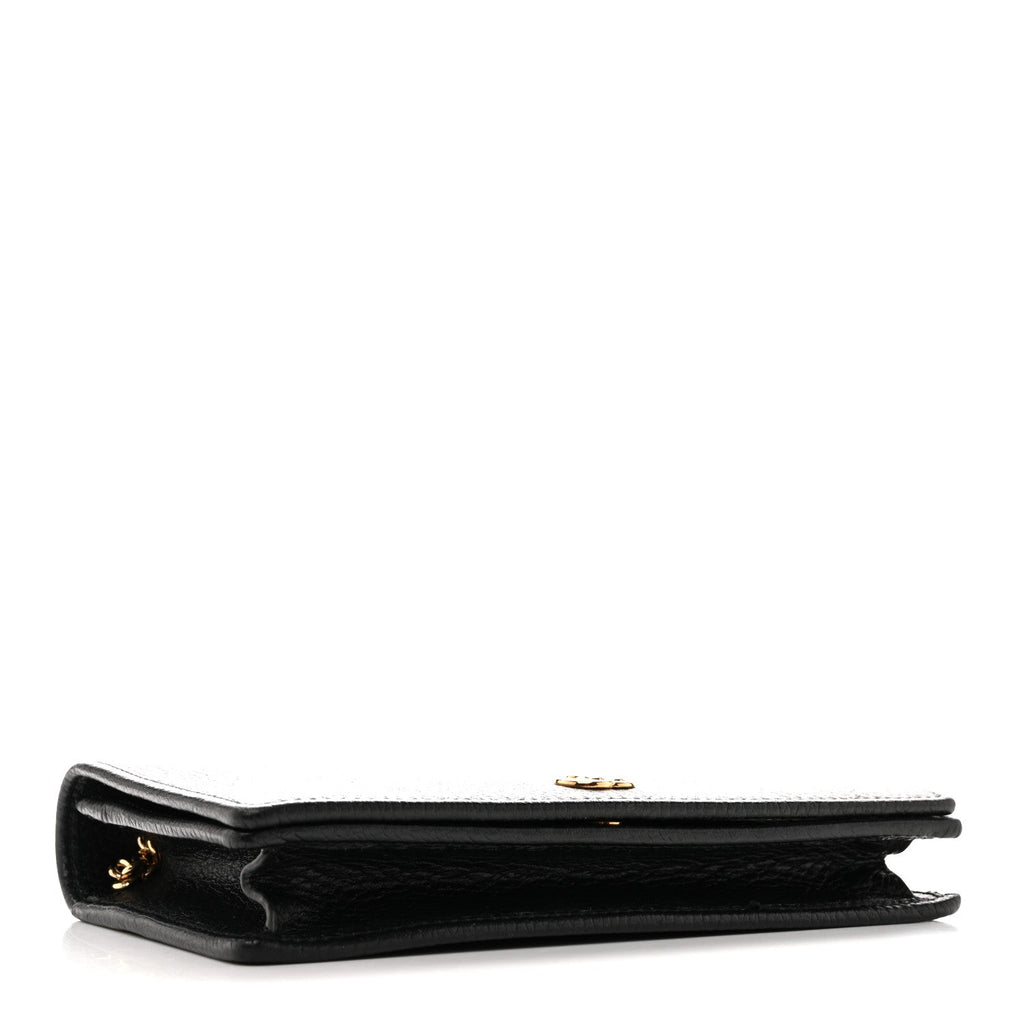 Gucci Dollar Calfskin Mini GG Marmont Chain Wallet Black