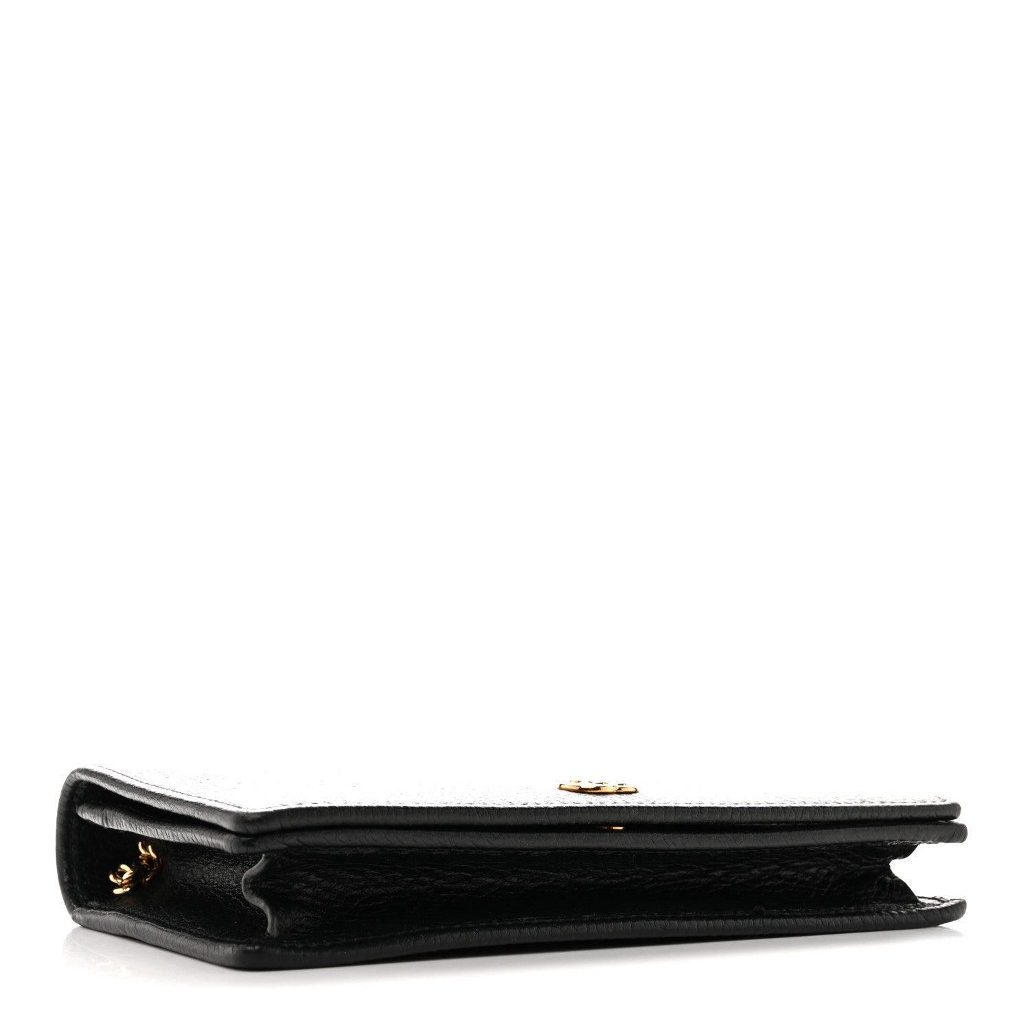 Gucci Dollar Calfskin Mini GG Marmont Chain Wallet Black