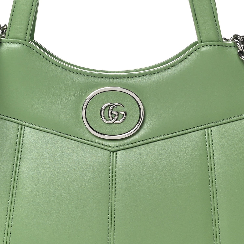 Gucci Senna Calfskin Petite GG Small Tote Bag Green Soil Grass