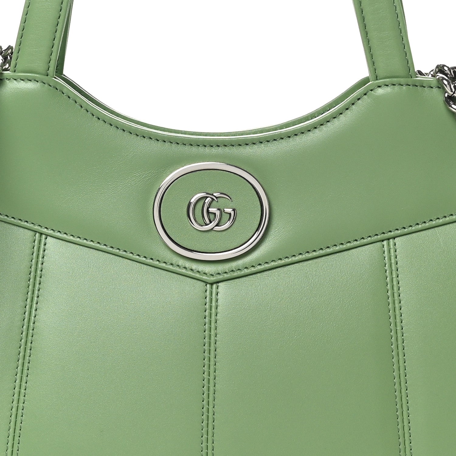 Gucci Senna Calfskin Petite GG Small Tote Bag Green Soil Grass