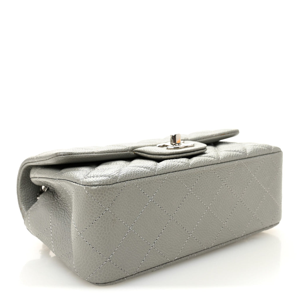 Chanel Caviar Quilted Mini Rectangular Flap Light Grey
