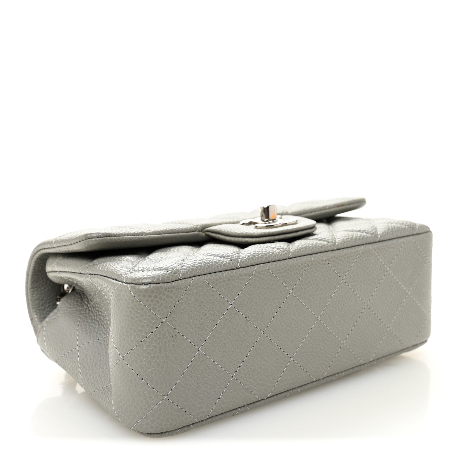Chanel Caviar Quilted Mini Rectangular Flap Light Grey