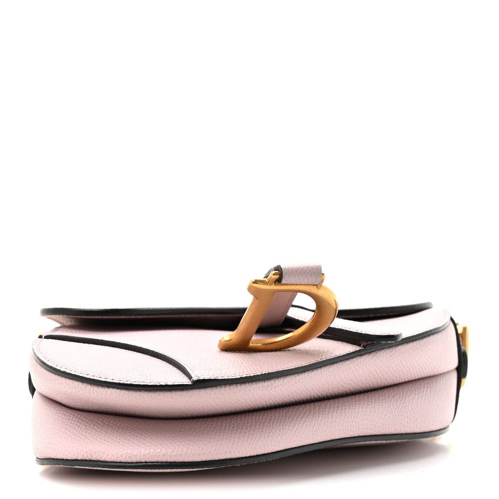 Christian Dior Grained Calfskin Mini Saddle Bag Light Pink
