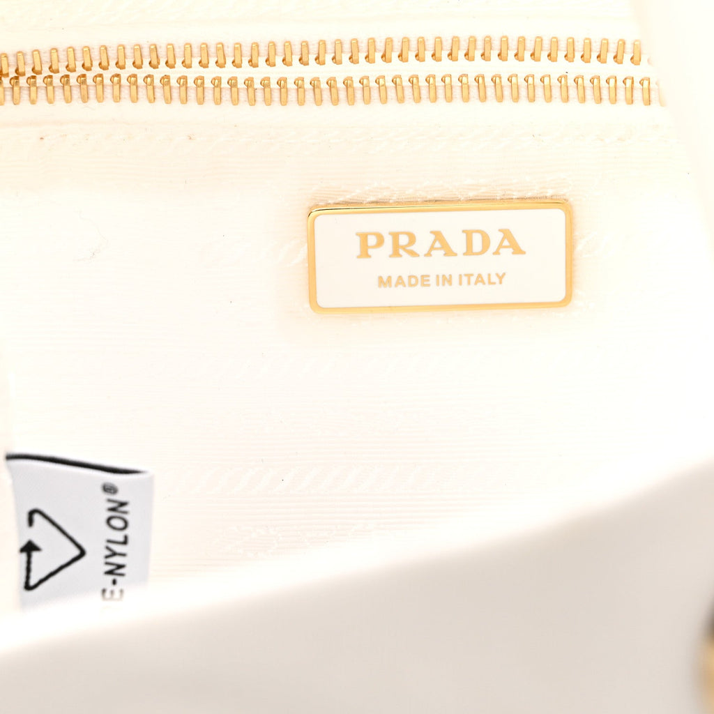 Prada Re-Nylon Triangle Mariner Small Bucket Bag White Baltico