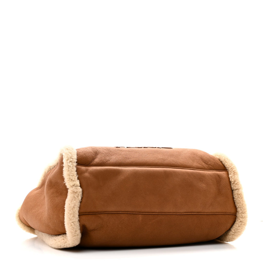 Chanel Lambskin Shearling Medium Deauville Tote Brown