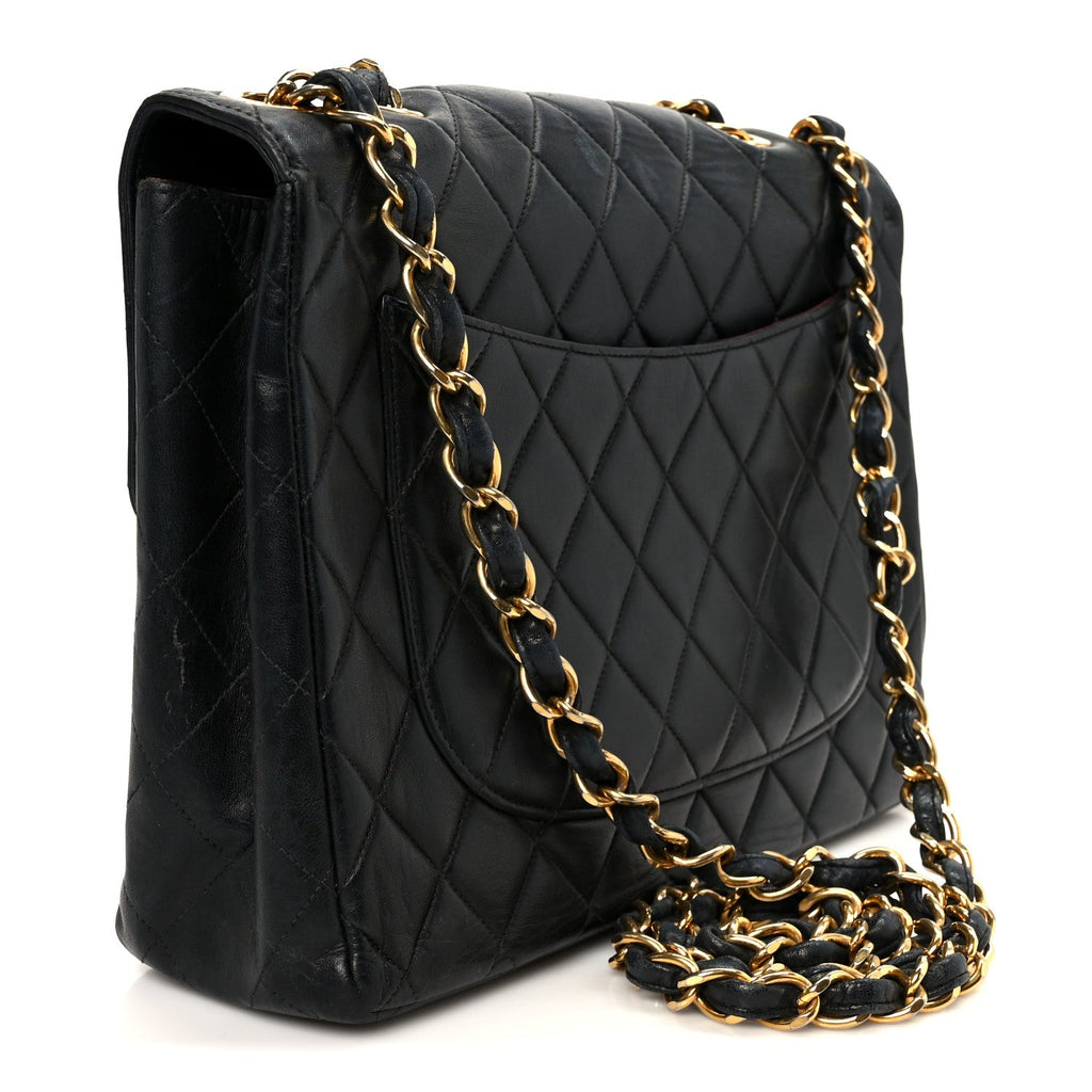 Chanel Lambskin Quilted XL Jumbo Single Flap Black