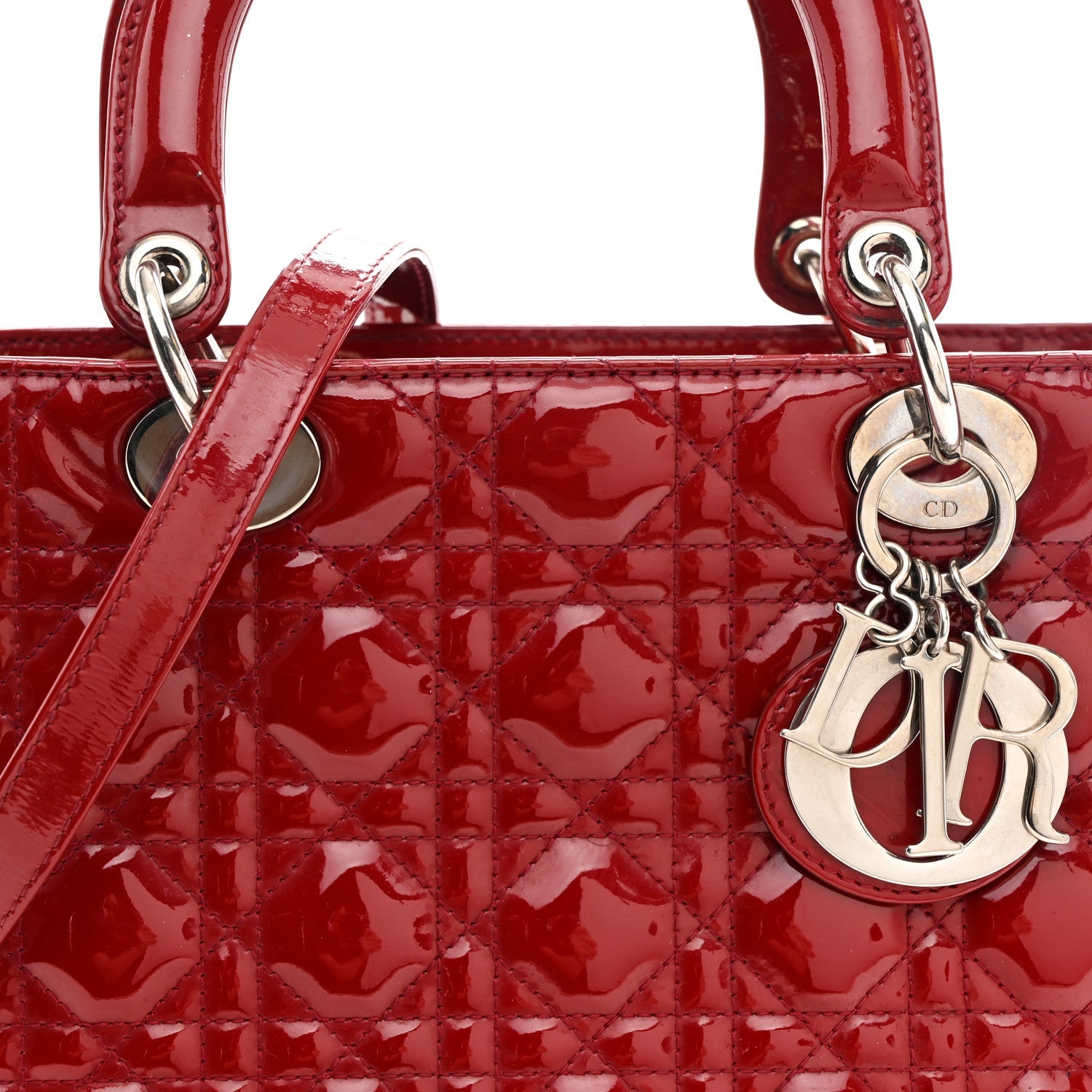 Christian Dior Patent Cannage Medium Lady Dior Red