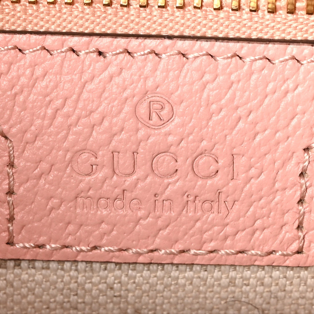 Gucci GG Supreme Monogram Textured Dollar Calfskin Mini Ophidia Flap Shoulder Bag Rose Pink