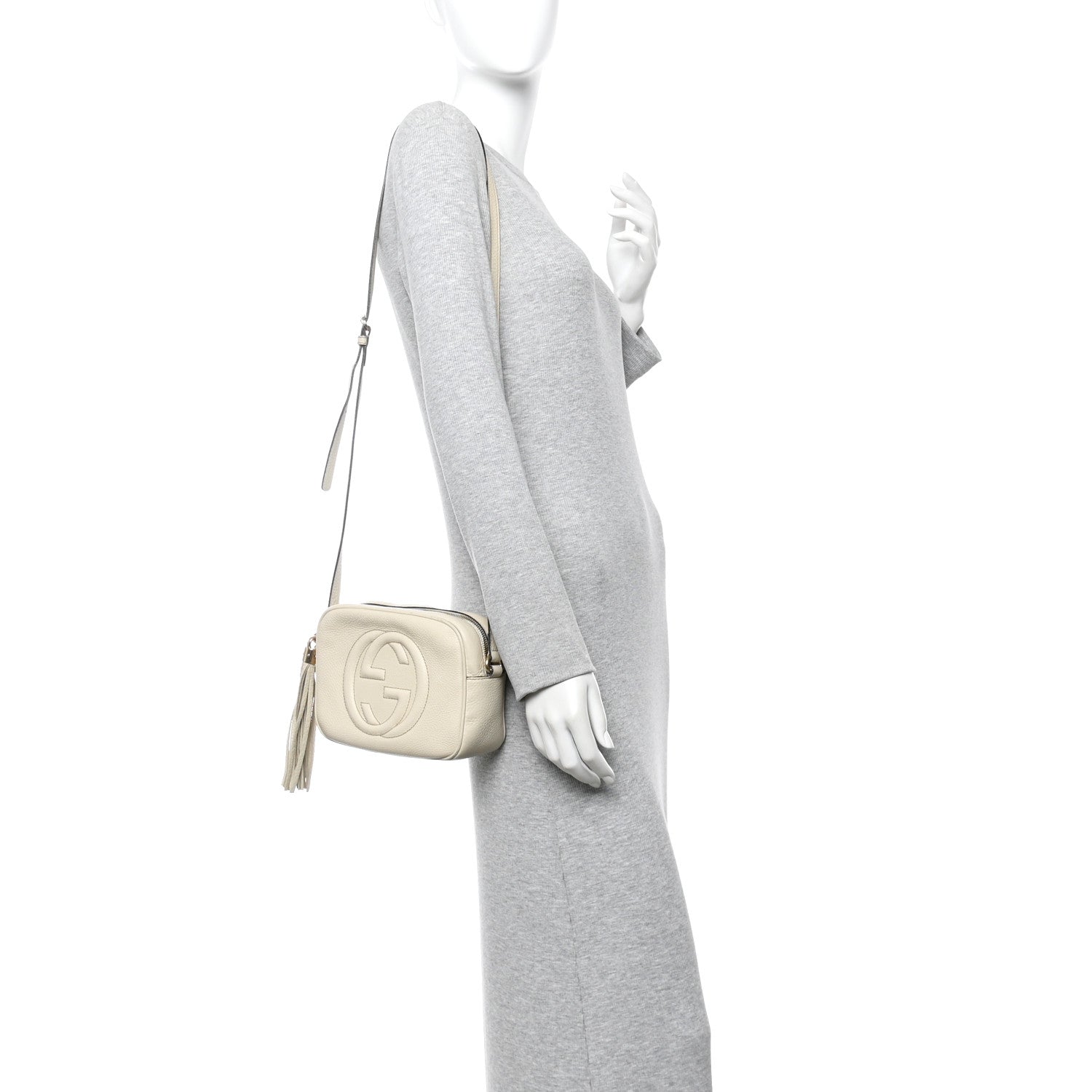 Gucci Pebbled Calfskin Small Soho Disco Bag Off White