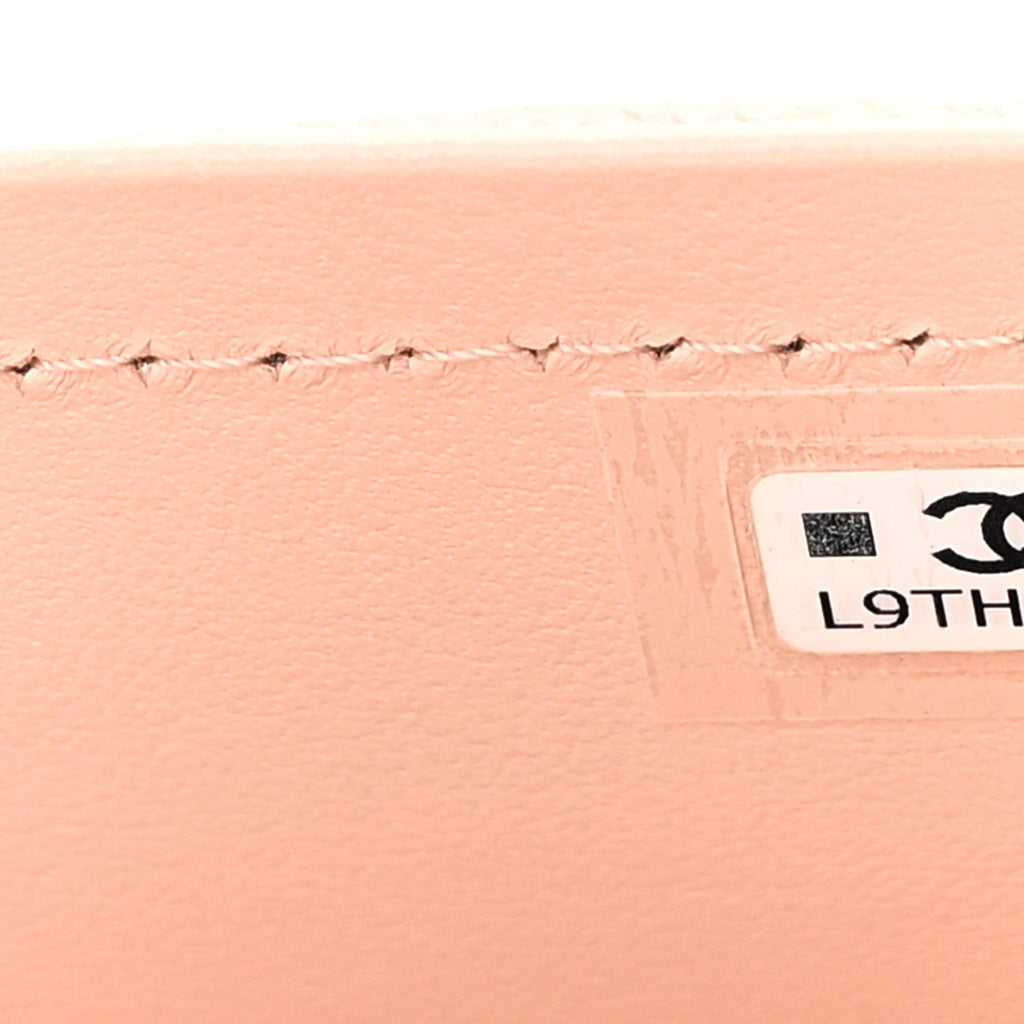 Chanel Shiny Caviar Preppy Coco Long Vanity With Strap Light Pink