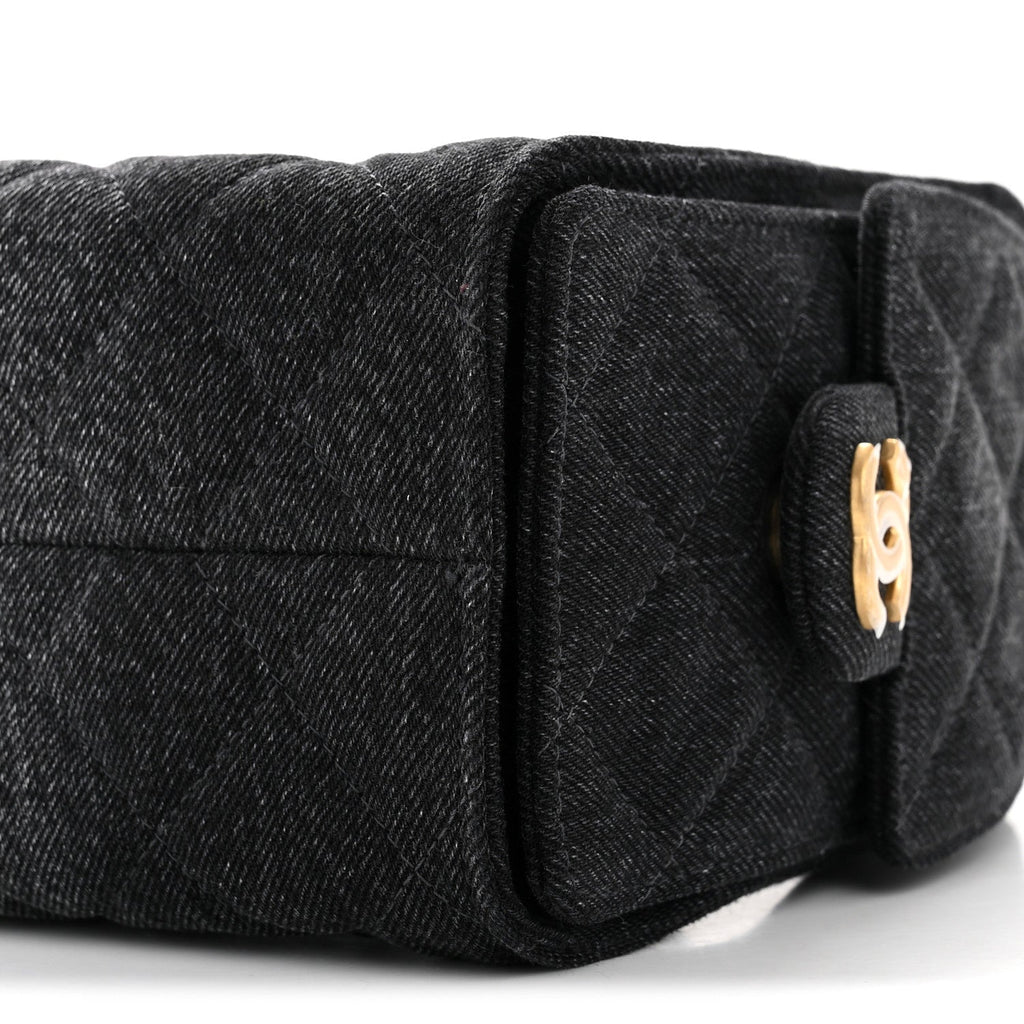 Chanel Washed Denim Quilted Mini Chanel 25 Handbag Black