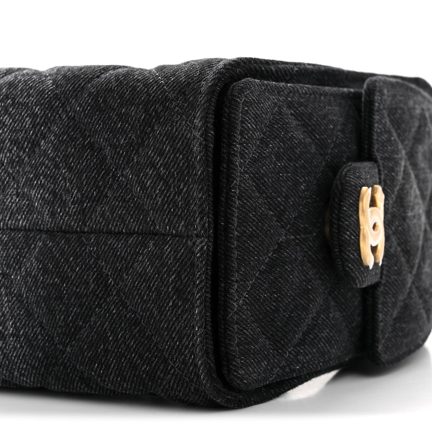Chanel Washed Denim Quilted Mini Chanel 25 Handbag Black