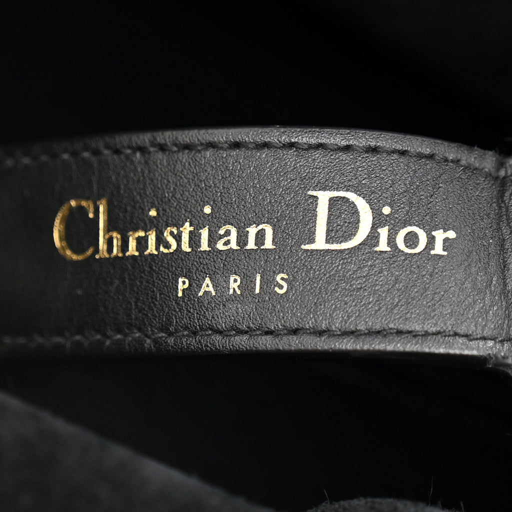 Christian Dior Calfskin Tweed Cannage Medium Toujours Black White