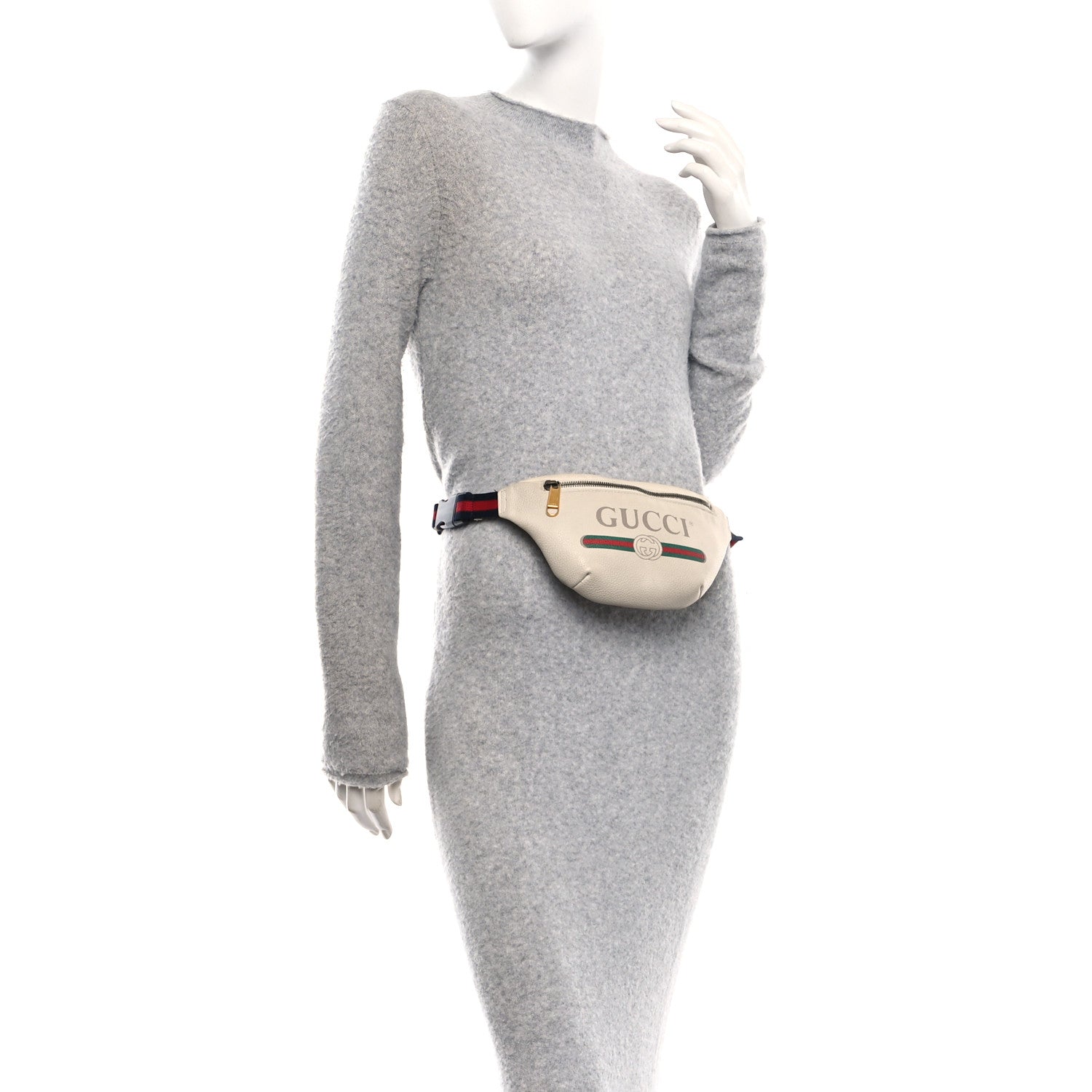 Gucci Grained Calfskin Small Logo Belt Bag White