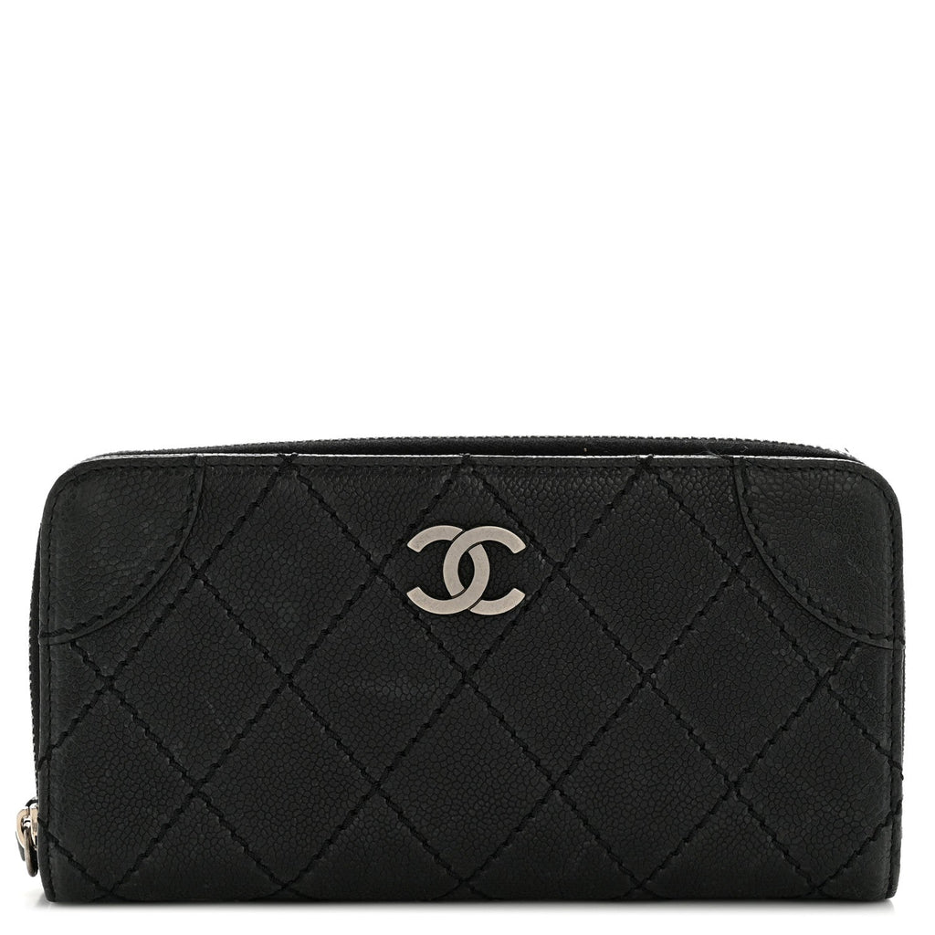 Caviar Quilted Stitched Outdoor Ligne Wallet Black