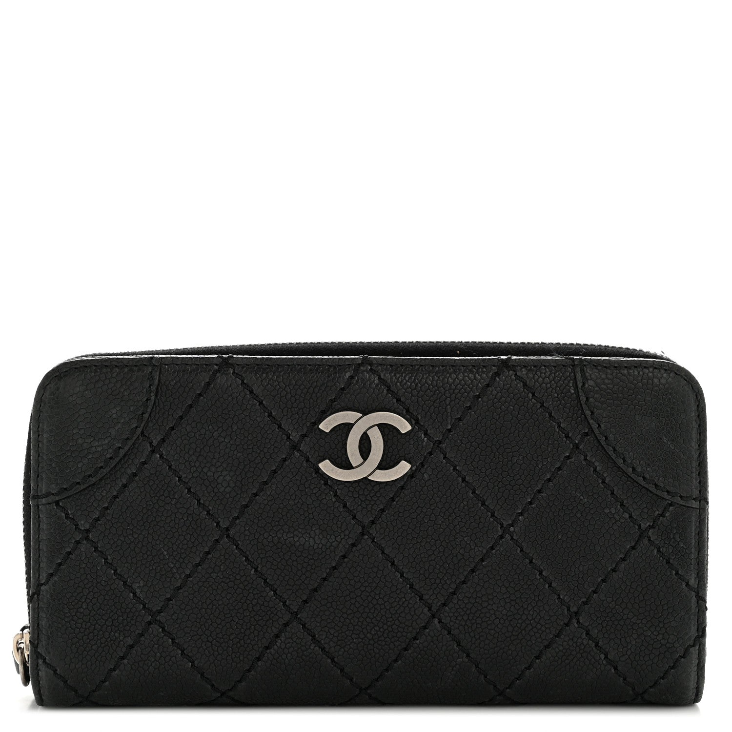 Caviar Quilted Stitched Outdoor Ligne Wallet Black