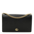 Gucci Calfskin Mini GG Marmont Chain Wallet Black
