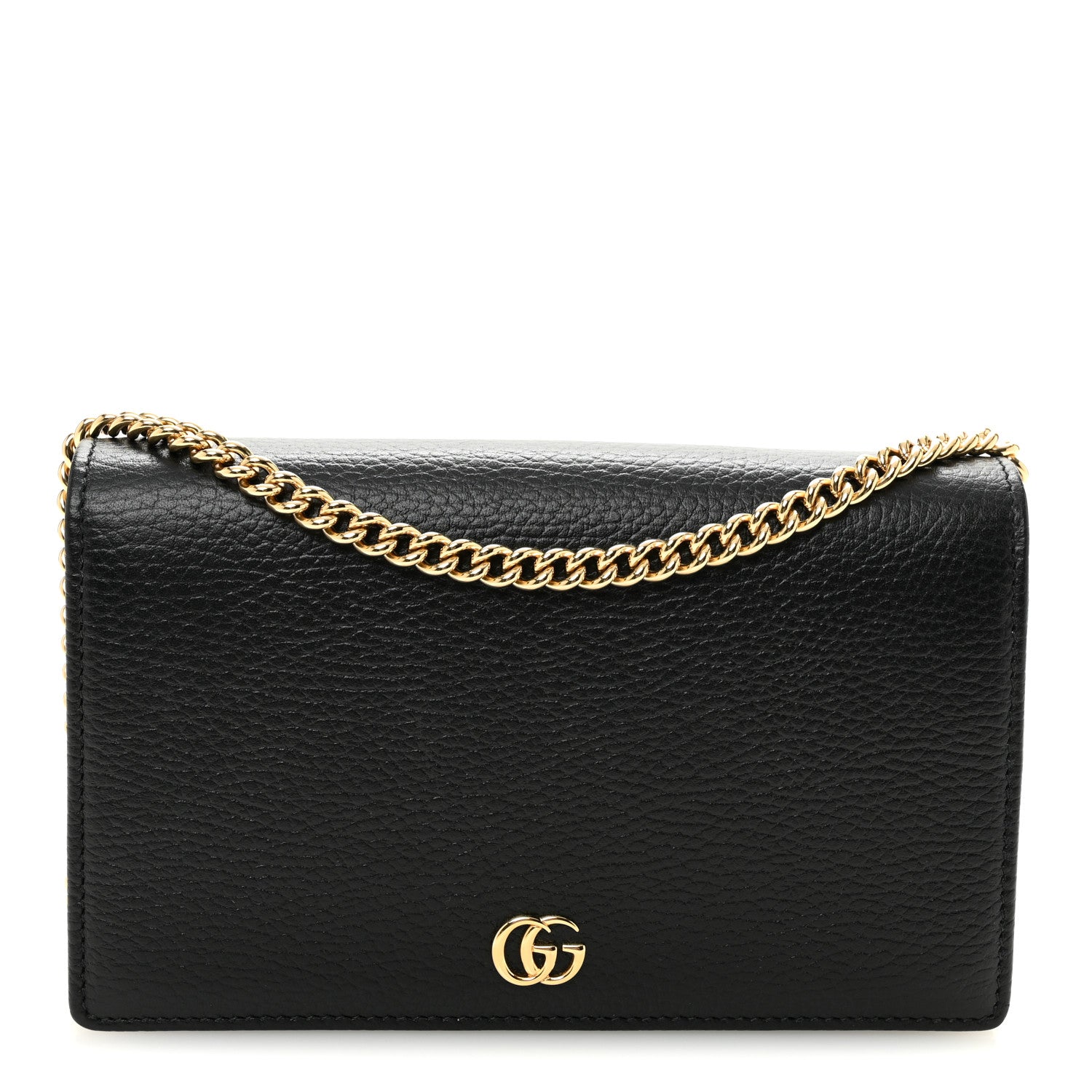 Gucci Calfskin Mini GG Marmont Chain Wallet Black