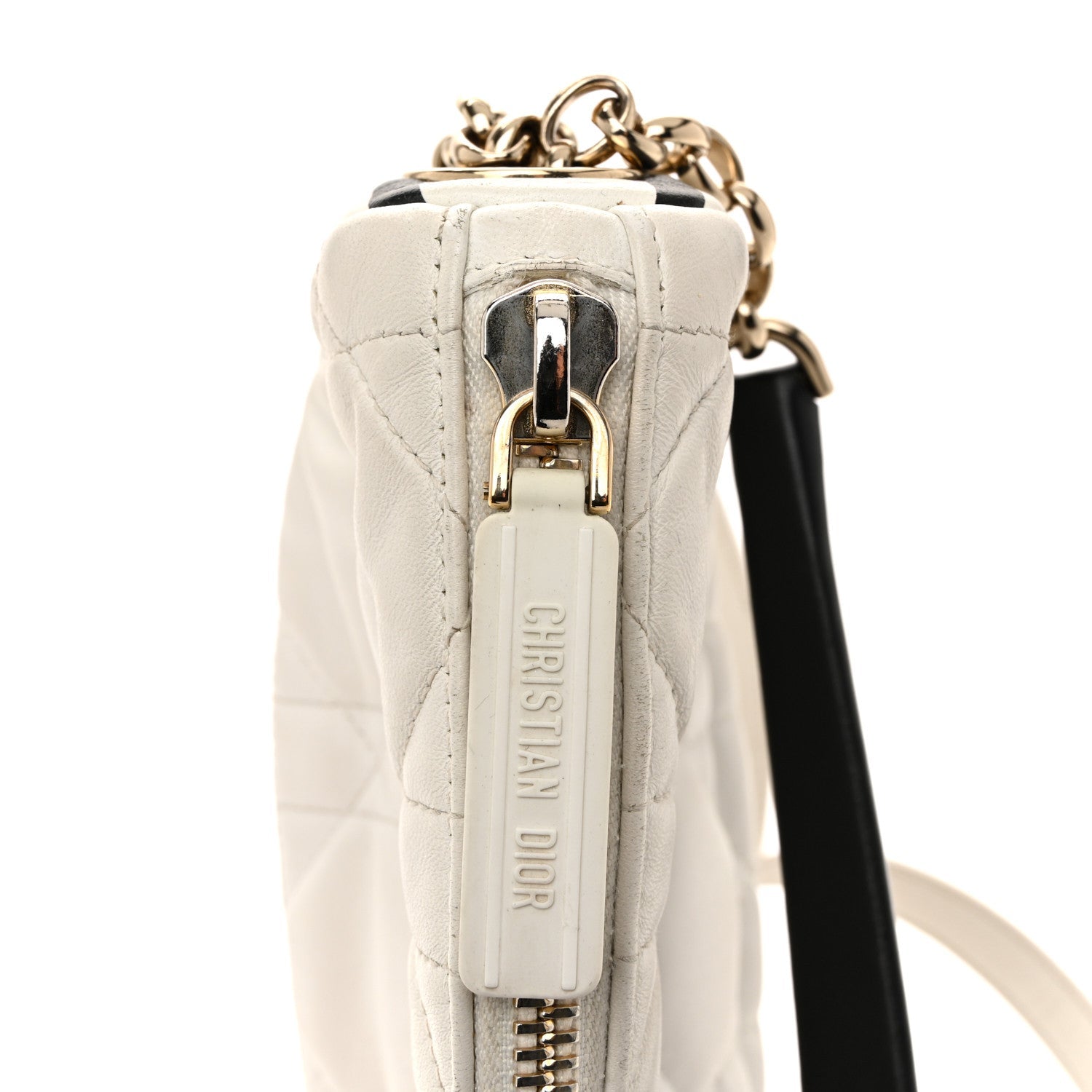 Christian Dior Lambskin Cannage Small Dior Vibe Hobo Bag White