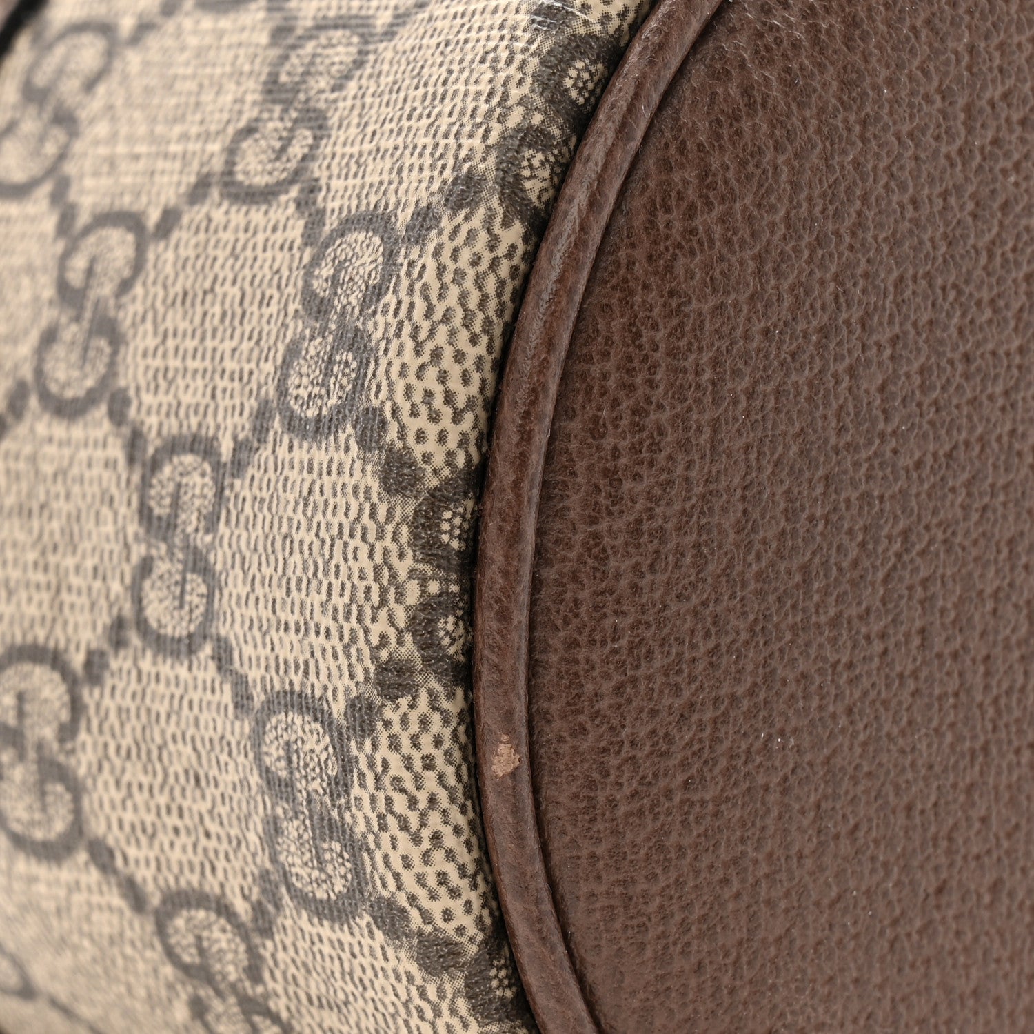 Gucci GG Supreme Monogram Textured Calfskin Web Ophidia Vanity Cosmetic Case Beige Ebony New Acero