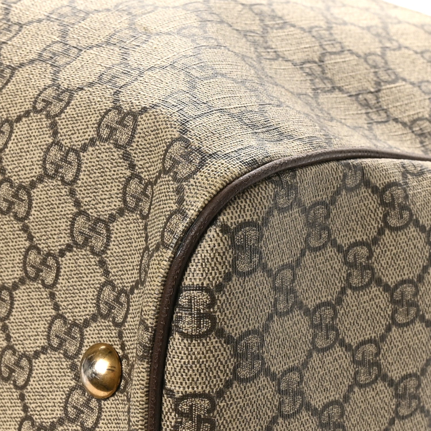Gucci GG Supreme Monogram Textured Dollar Calfskin Web Medium Ophidia Carry-On Duffle Bag Beige Ebony New Acero
