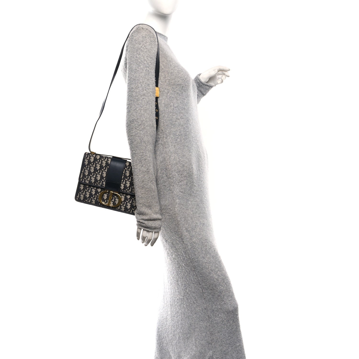 Christian Dior Oblique 30 Montaigne Flap Bag Blue