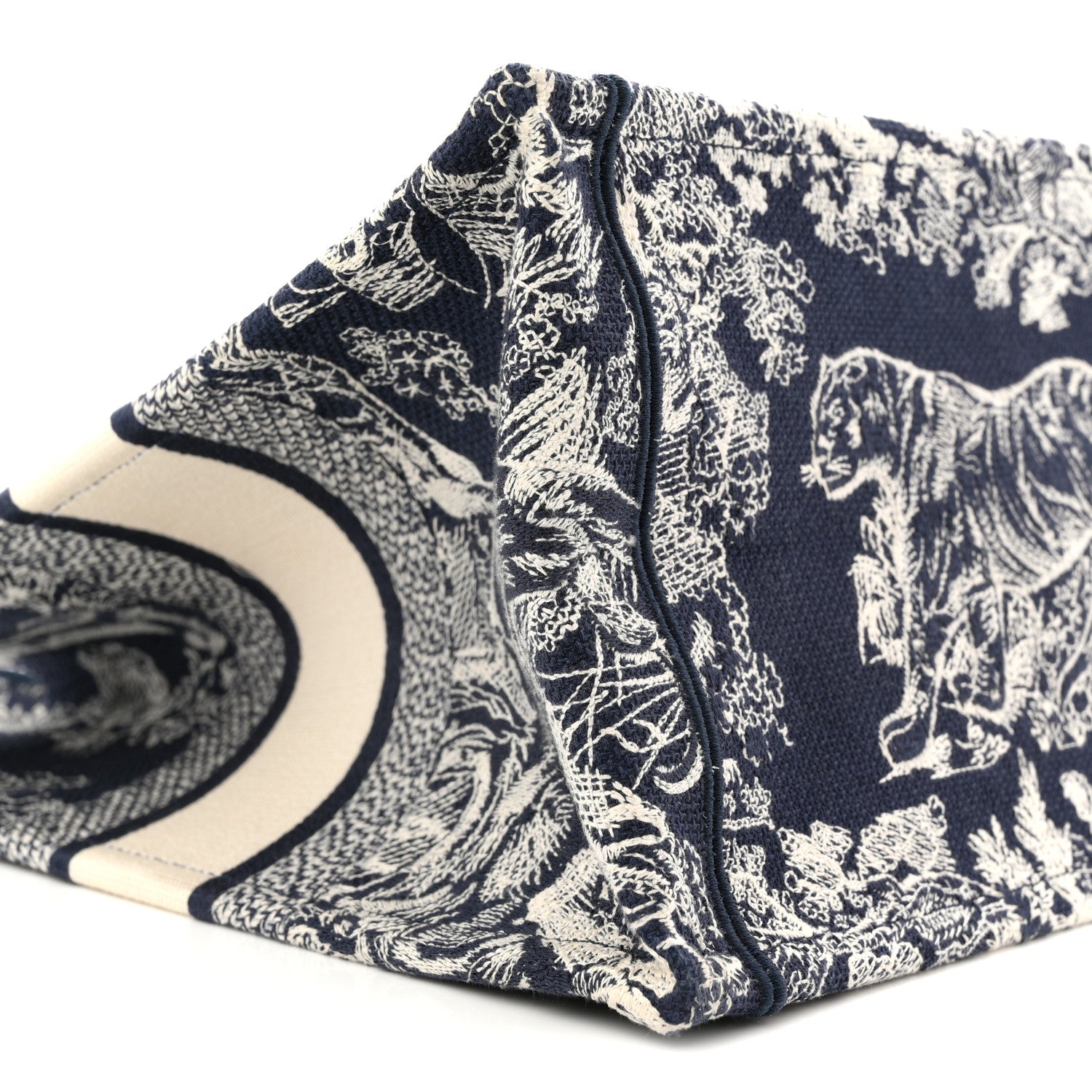 Christian Dior Canvas Embroidered Medium Dioriviera Toile De Jouy Book Tote Blue