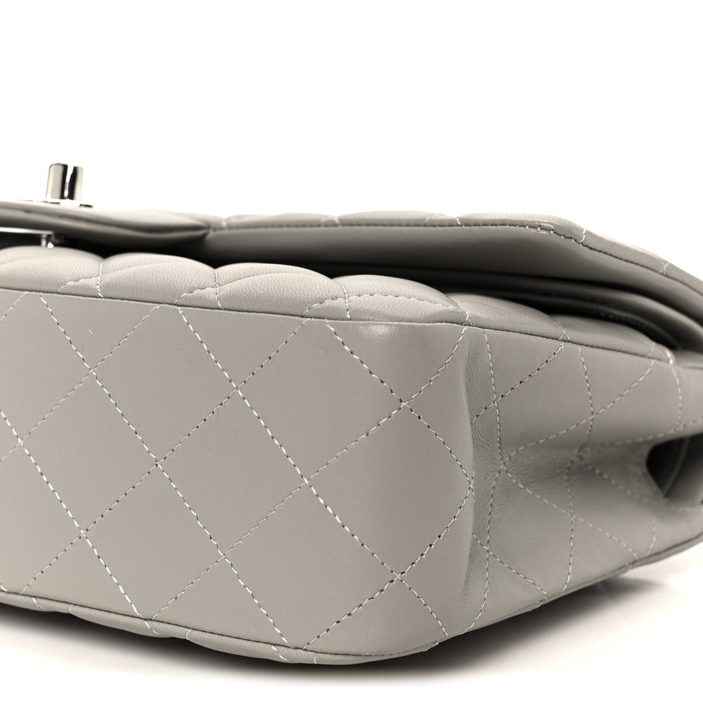 Chanel Lambskin Quilted Medium Double Flap Grey